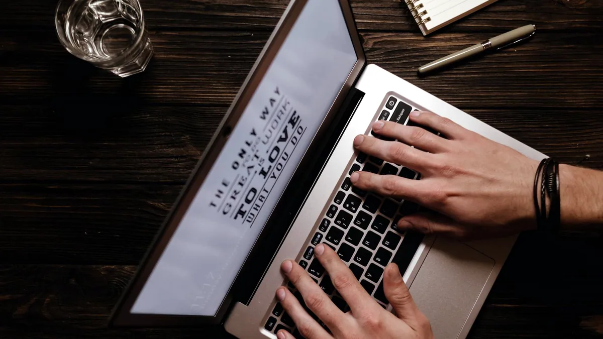 A first session, one hand still on the keyboard.