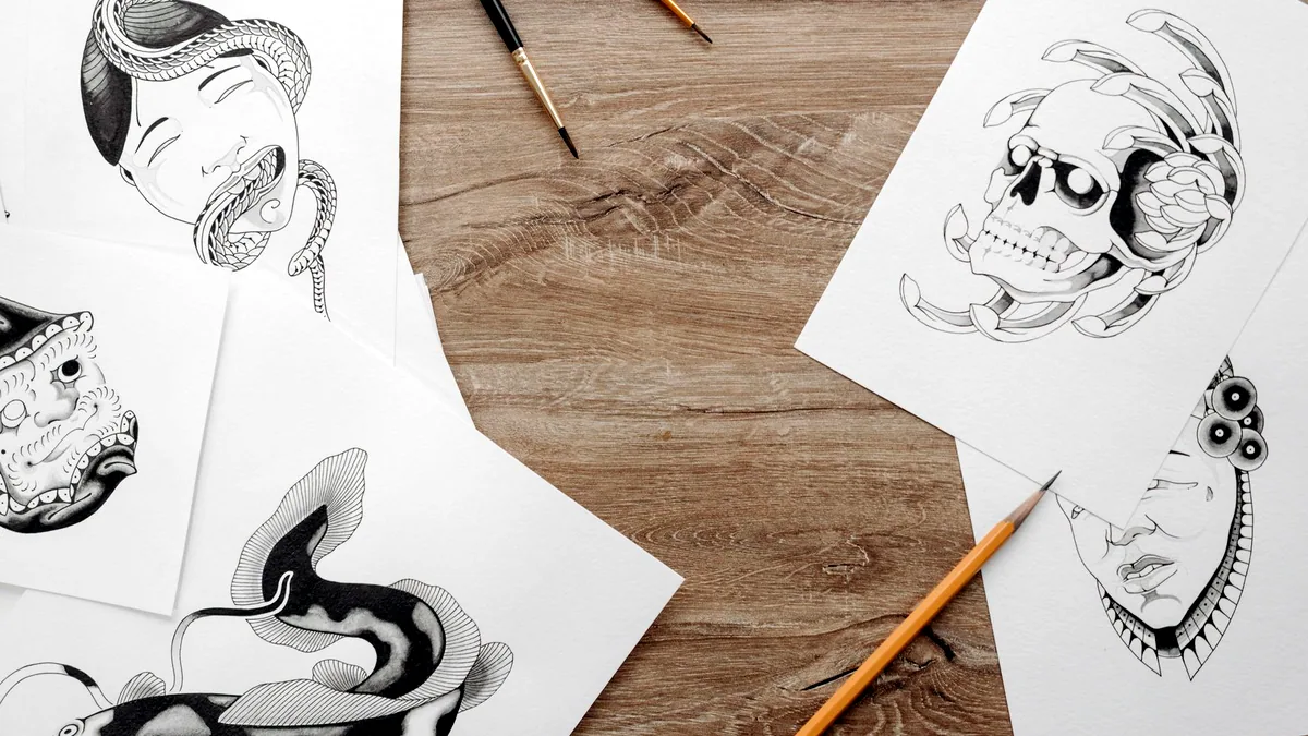 Shapes drawn by hand, the thing a vector tool formalises.